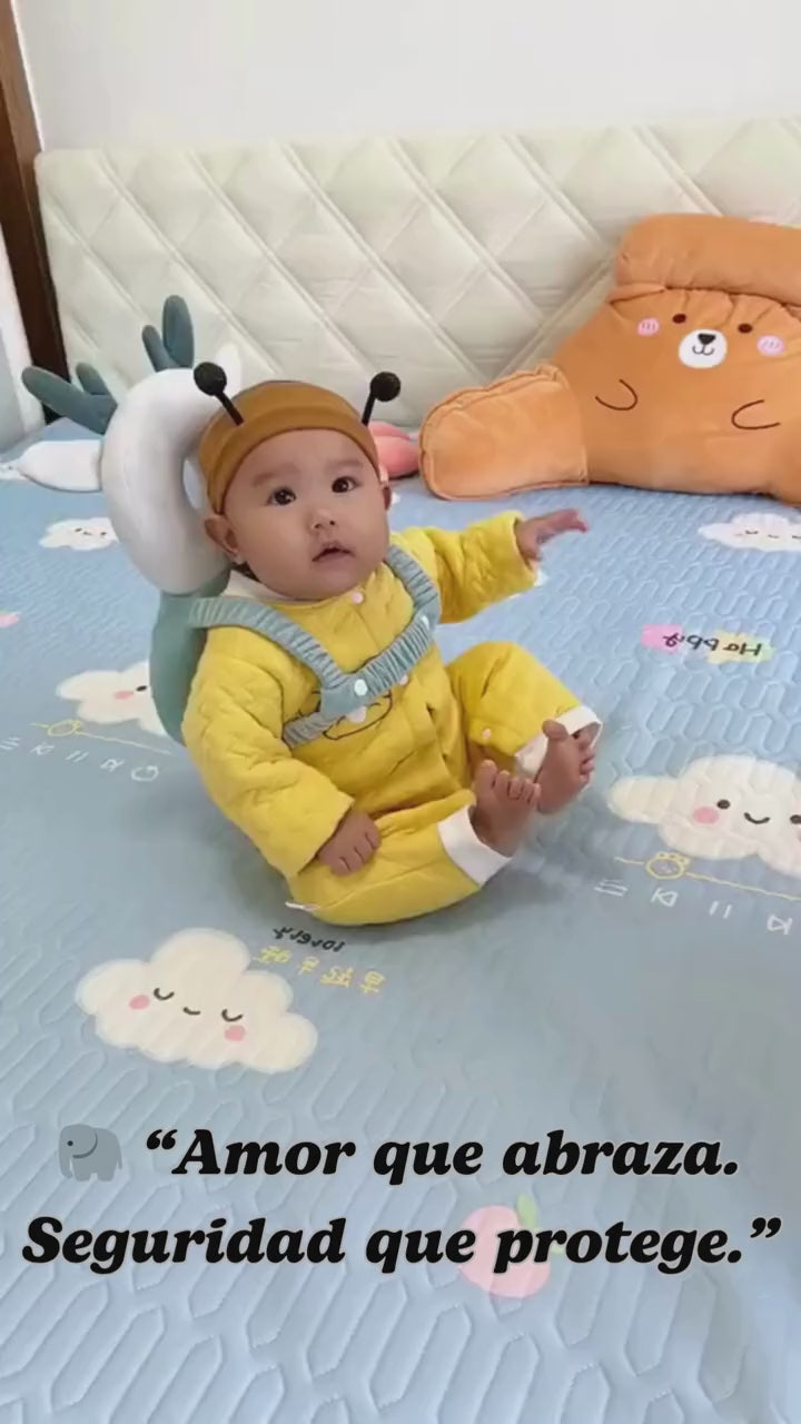 Almohadilla anticaida para bebe azul elefante